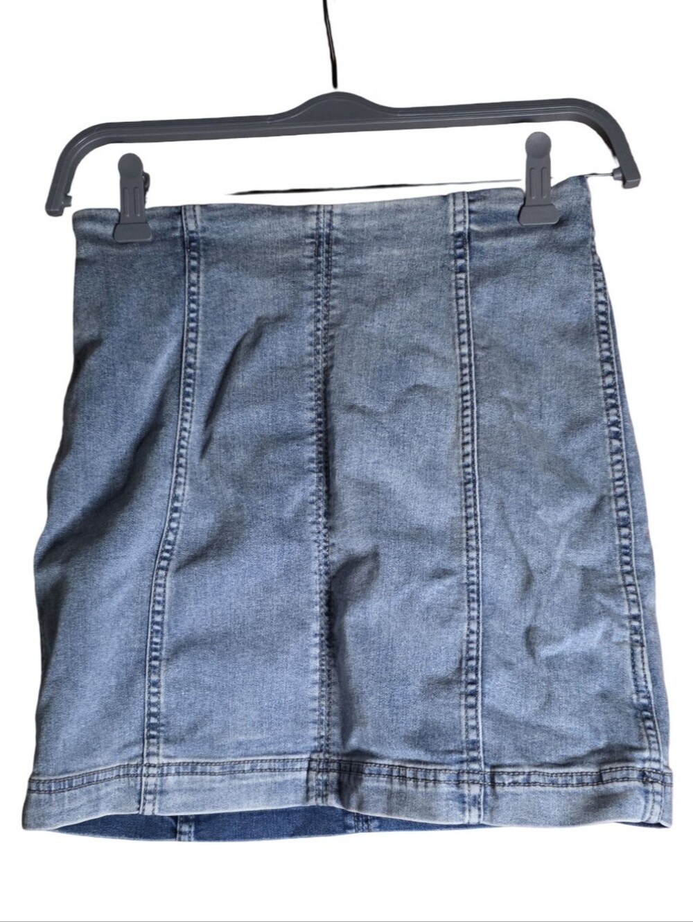 Free People Denim Mini Skirt Size 4 Light Wash Stretch Jean Skirt